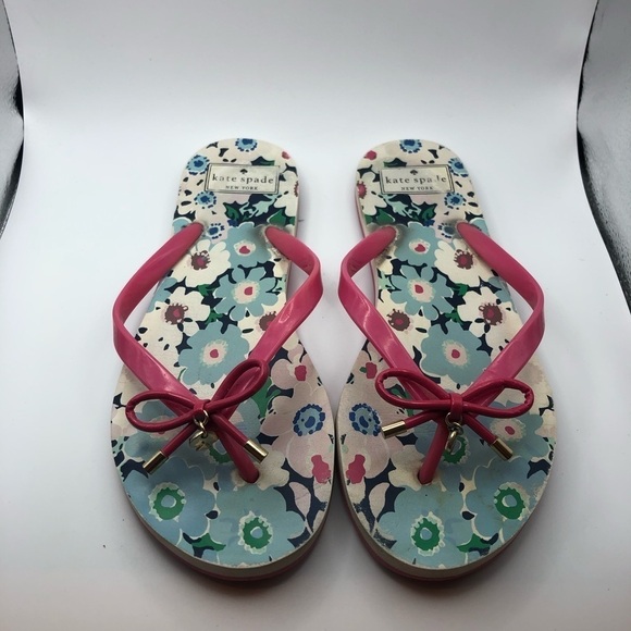 Kate Spade pink bow with flowers sandals womens size 9-10 - Picture 3 of 10